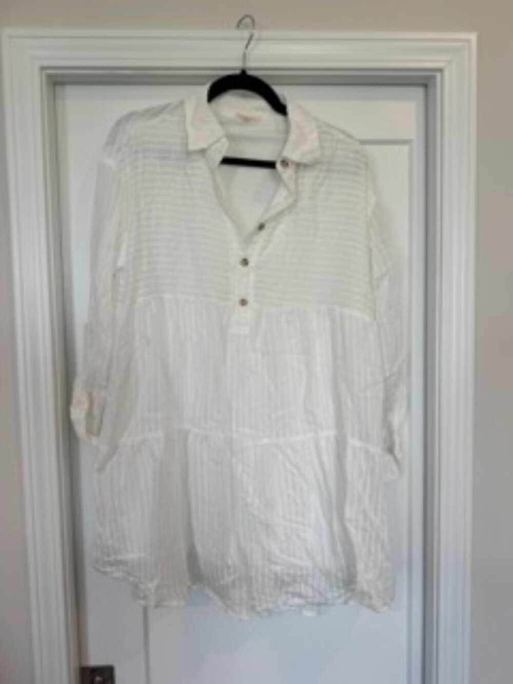 JODIFL White Lightweight, Long-sleeved Summer Style Dress